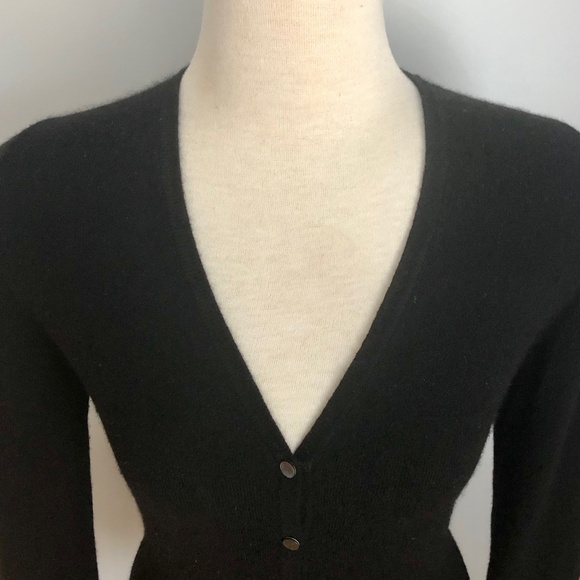 Classic Black Josef V-Neck Cashmere Cardigan - Picture 3 of 11